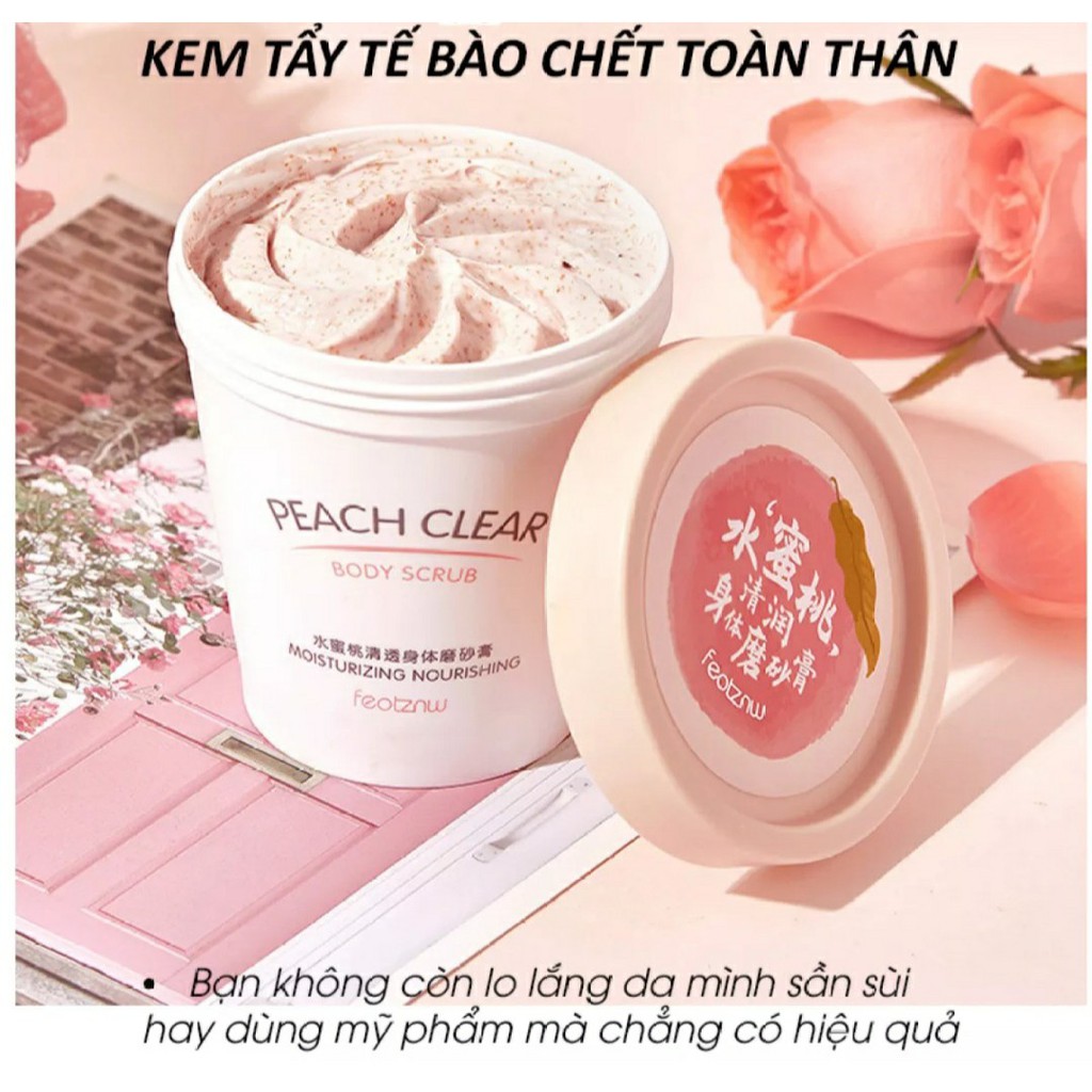 Tẩy Da Chết Toàn Thân HEYXI Đào Peach Clear Body –HEYX05 –Hủ 200g, Làm Mịn Sáng Da - naturequeenhcm