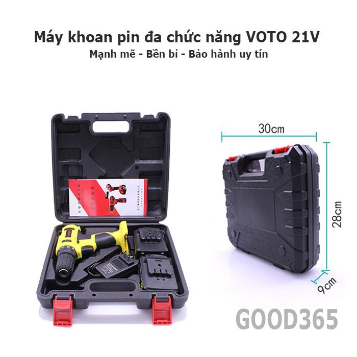 May Khoan Cầm Tay Không Dây, Máy Khoan Pin VoTo 21V Khỏe Bắt Vít, Vặn ốc, Khoan , Nhựa/Gỗ, Gạch, Nhôm, Tôn