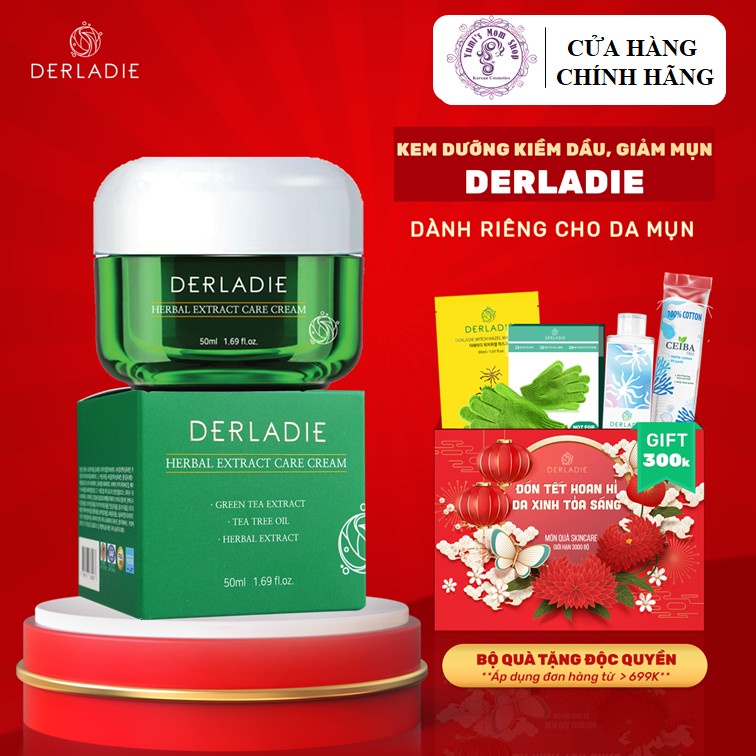 Kem Dưỡng Giảm Mụn, Kiềm Dầu 12 Giờ Derladie Herbal Extract Care Cream 50ml