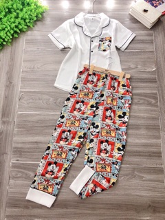 Bộ pijama lụa satin (áo cộc+ quần dài)
