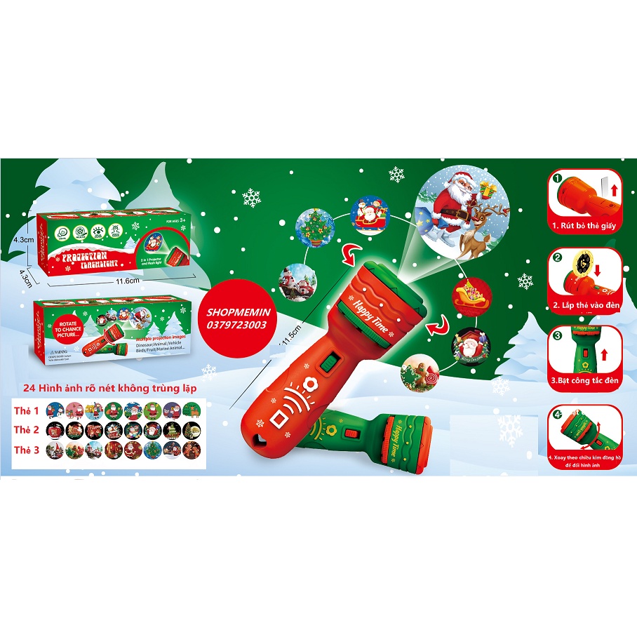 Đèn pin chiếu hình Noel cho bé 24 hình ảnh