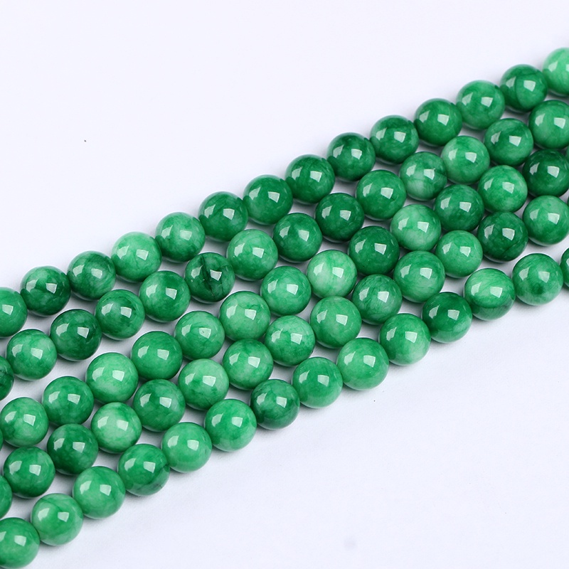 Bộ Hạt Đá Ngọc Bích Màu Sắc Trắng Xanh DIY Dùng Làm Vòng Tay/Dây Chuyền