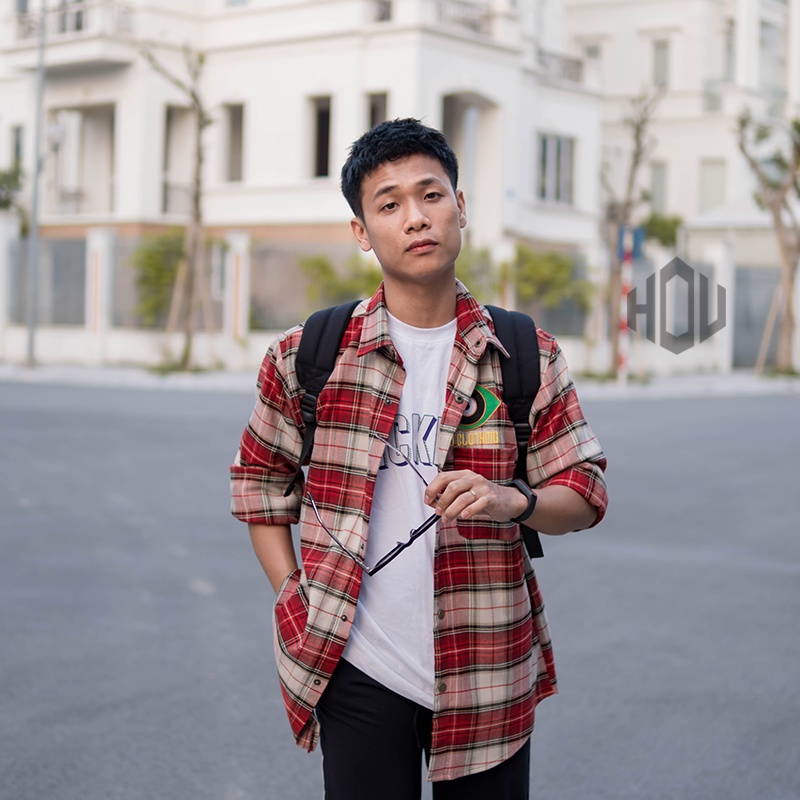 Ao flannel nam nữ form rộng HDU áo sơ mi caro unisex ulzzang basic chất vải dạ mỏng local brand mã SM08