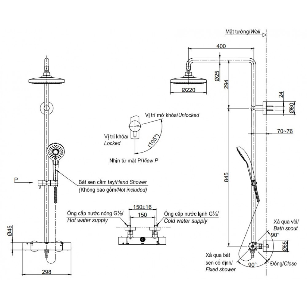 Sen Cây Nhiệt Độ TOTO TBW01404B, bảo hành chính hãng 02 năm