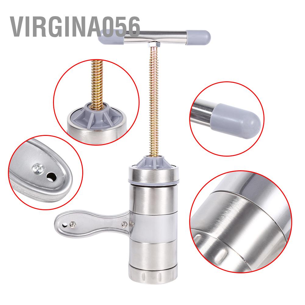 Virgina056 1pc Portable Manual Operated Stainless Steel Pasta Maker Noddle Juicer Pressure Making Machine