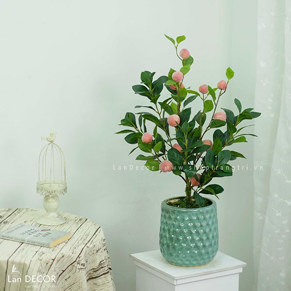 Cây giả - Cây chanh mỹ, đào, lê vàng, lê má hồng để bàn, trang trí tự nhiên như thật LanDecor | BigBuy360 - bigbuy360.vn