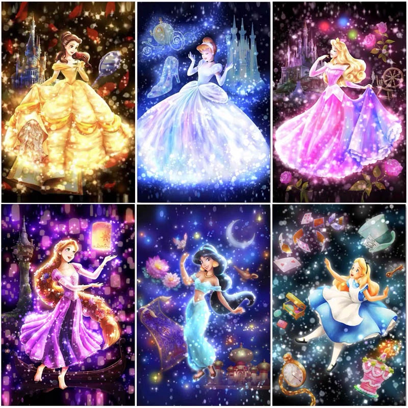 DOBUR | Bộ Tranh Đính Đá 5d Họa Tiết Công Chúa Disney Độc Đáo DIY Dùng Trang Trí