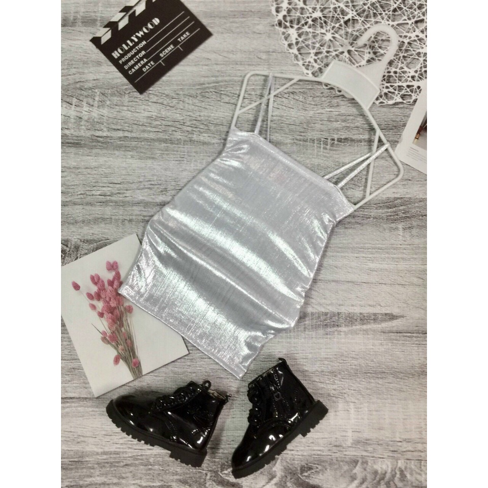Đầm Body Nhũ Hai Dây Bé Gái Hot trend