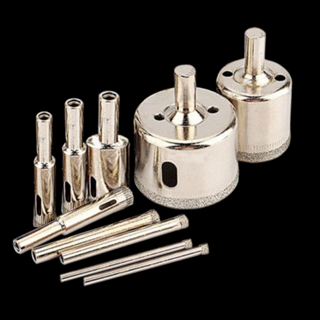 Bộ 10 Mũi Khoan Kim Cương 3-50mm Dùng Khoan Kính Gạch Men/ Đá Hoa Cương Chuyên Dụng