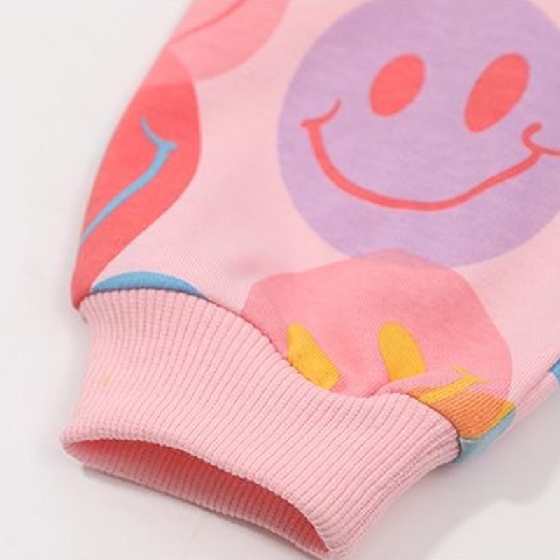 Áo Sweater Tay Dài In Hình Mặt Cười Phong Cách Hàn Quốc Cho Bé Gái 1-8 Tuổi