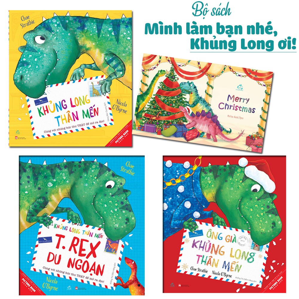 Sách Combo Minh làm bạn nhé, Khủng Long ơi (tặng sticker, postcard)