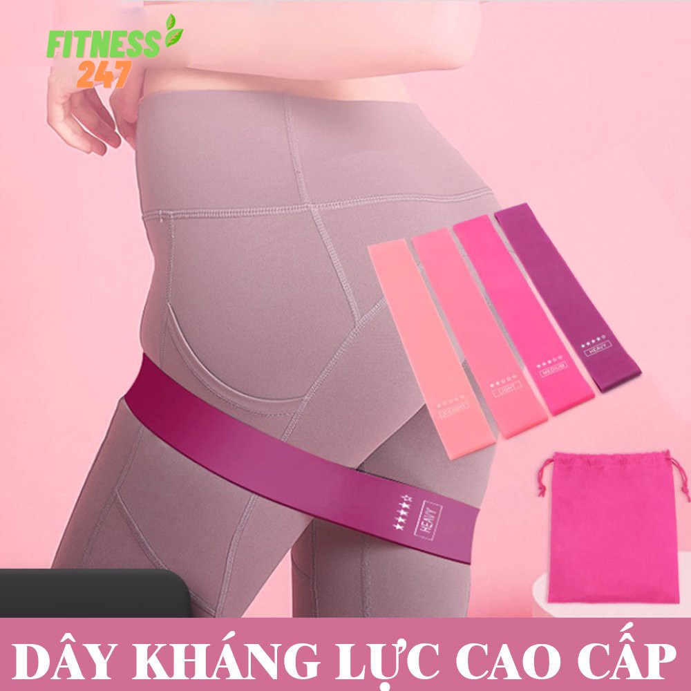 Bộ 4 Dây Cao Su Kháng Lực Tập Gym, Yoga, Pilates Đàn Hồi Siêu Bền Cho Nữ( Phiên Bản Nâng Cấp Cá Tính - Tặng Túi Đựng)