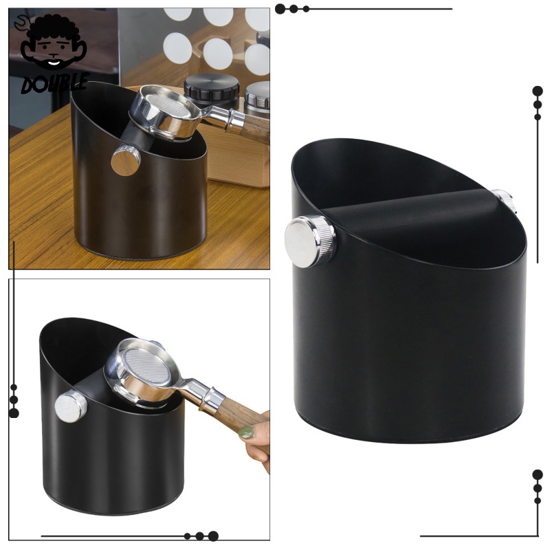 [DOUBLE] Coffee Knock Box Grinds Waste Bucket for Coffee Maker Non-Slip for Home