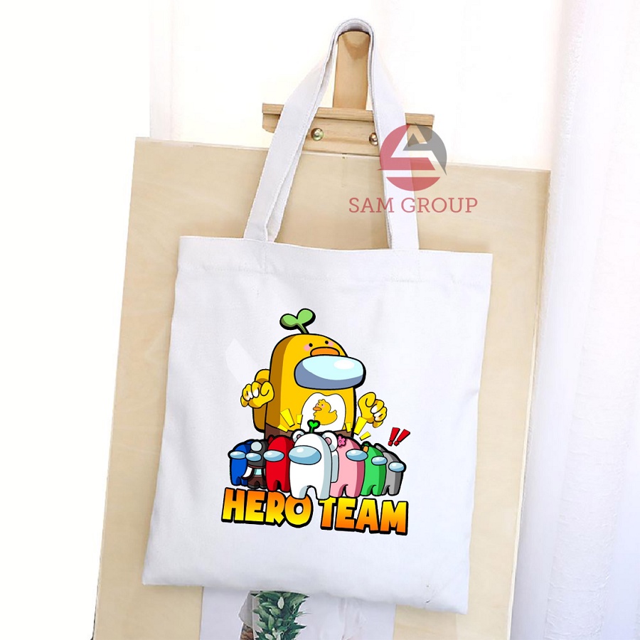 Túi vải tote in hình hero team phong cách Hàn Quốc chất mềm túi tote đeo chéo cực chất