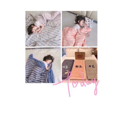 Chăn Hè Cotton Đũi Kẻ Muji xuất nhật