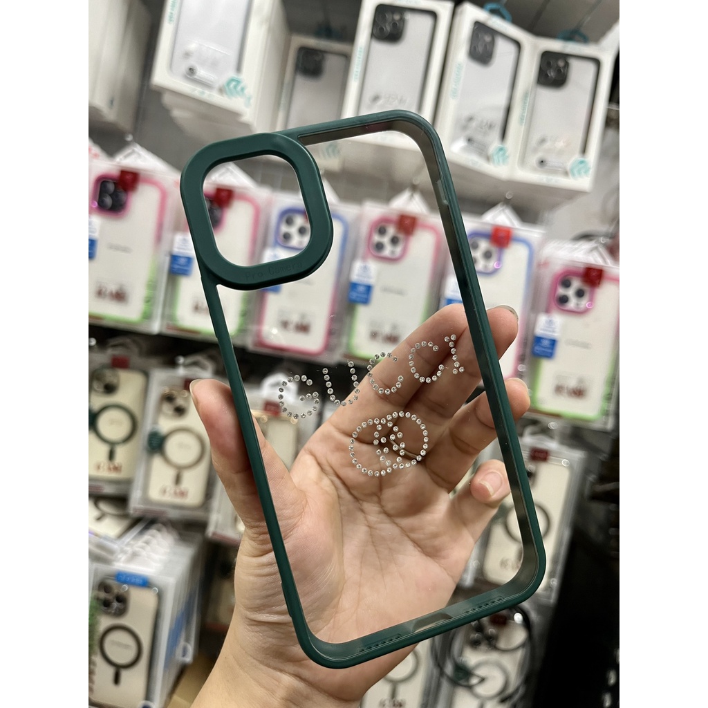 Ốp lưng VIỀN VUÔNG trong gắn đá họa tiết viền màu siêu đẹp iPhone X XS 11 12 13 PRO MAX camera gờ cao