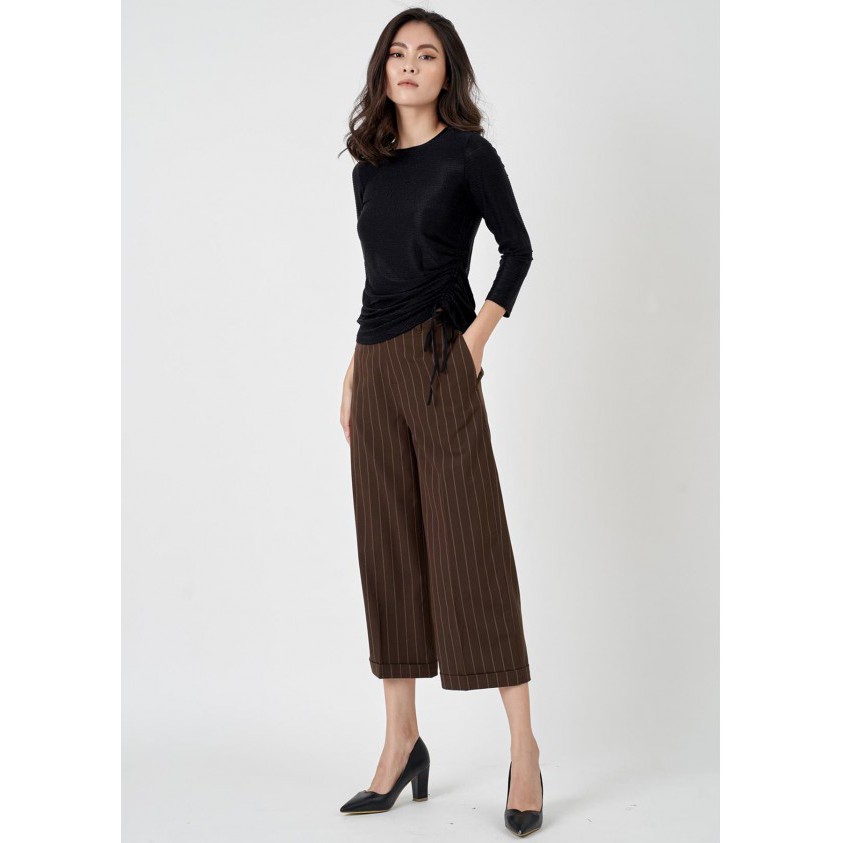 Áo thun nhún sườn kẻ đen L246-1 NỮ TNG