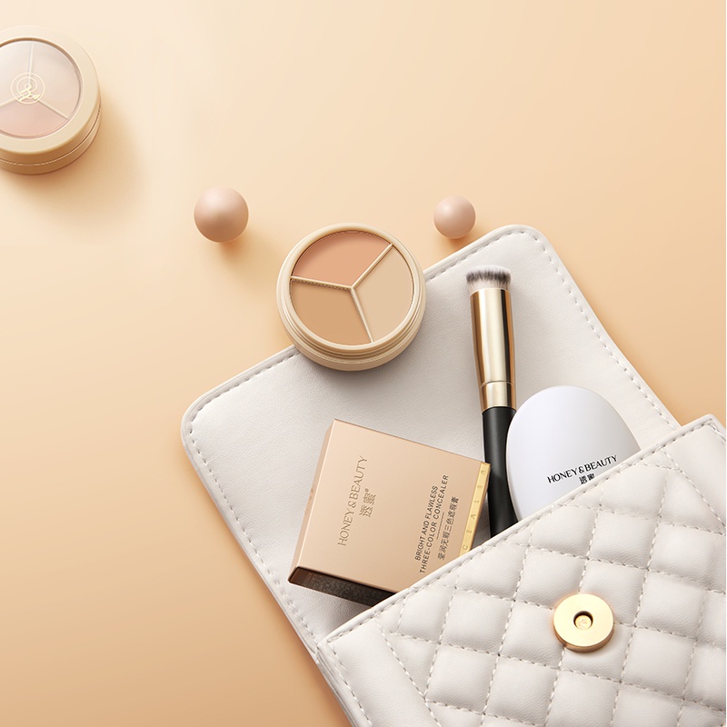 Kem che khuyết điểm ZEESEA Bảng che khuyết điểm ba màu  không thấm nước và lâu trôi 4.5g