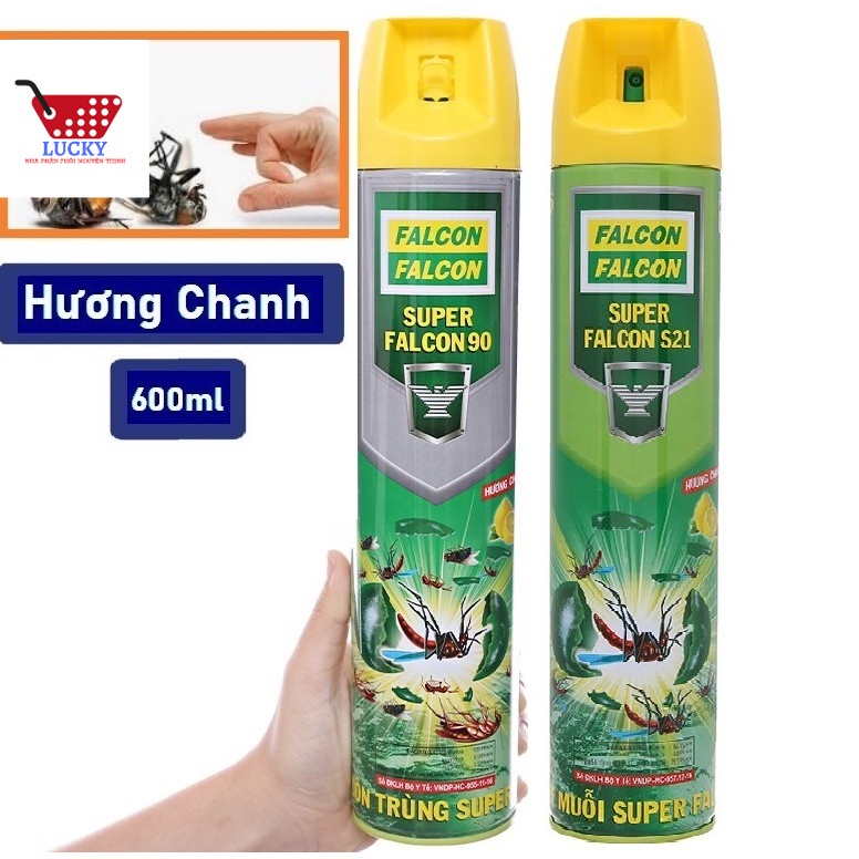 Xịt muỗi FALCON chai 600ml hương CHANH