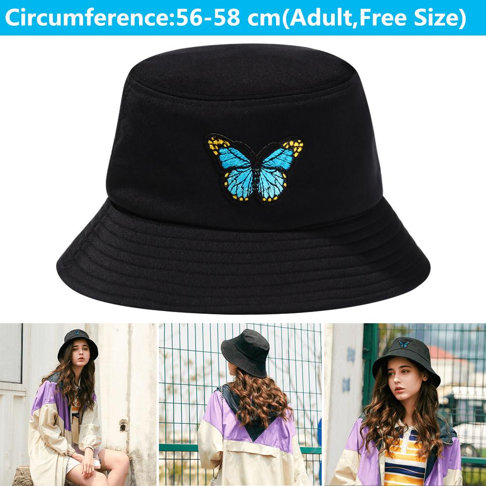 EUTUS Mũ Bucket Chất Cotton Hoạ Tiết Bướm Thiết Kế Đơn Giản Cho Nam Và Nữ
