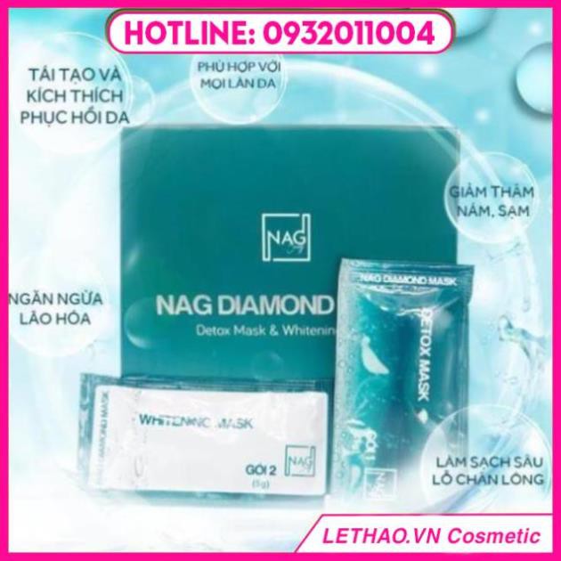 [CHÍNH HÃNG] BỘ ĐÔI MẶT NẠ N.A.G DIAMOND MASK-Thải độc, dưỡng trắng da mặt toàn diện/DETOX MASK-WHITENING MASK