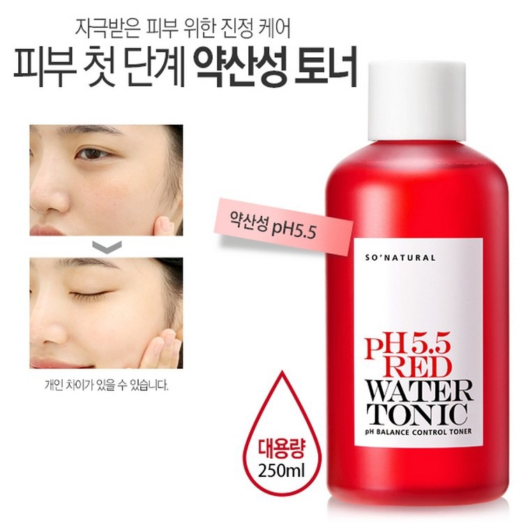 NƯỚC HOA HỒNG SO NATURAL PH 5.5 RED WATER TONER 250ML CHÍNH HÃNG - 5763