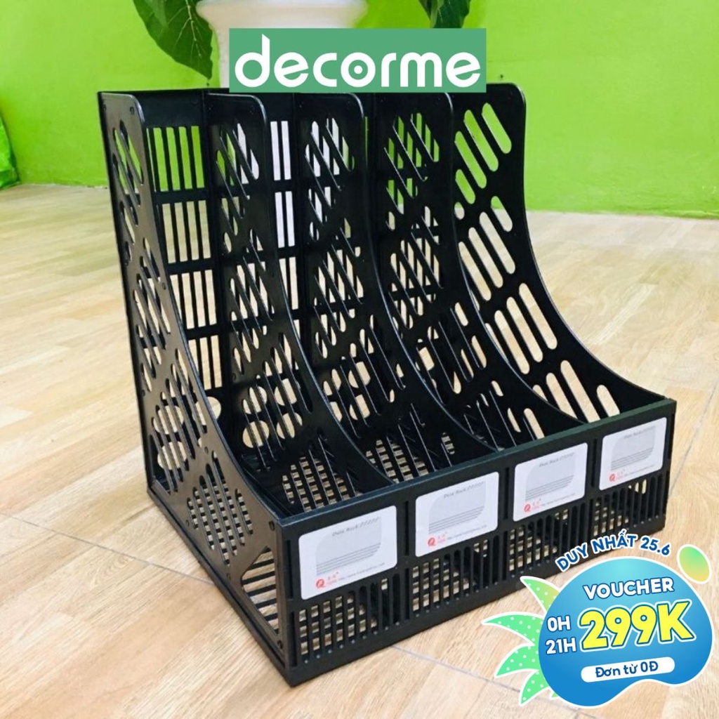 Khay đựng tài liệu văn phòng A4 4 ngăn DecorMe FQ  để bàn học lưu trữ sách vở văn phòng phẩm