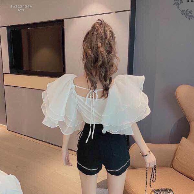 Áo kiểu tay lưới tầng xoè (hình thật chụp cuối)