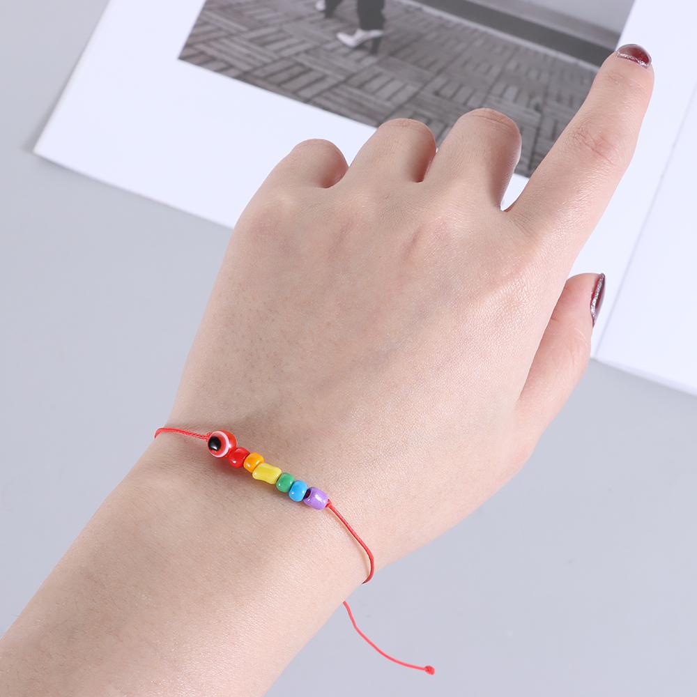 ESPO Vòng Đeo Tay Xỏ Hạt Màu Cầu Vồng Thủ Công Có Thể Điều Chỉnh Cho Cặp Đôi
