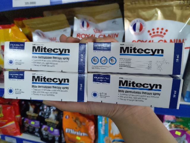 Thuốc trị viêm da, nấm, ghẻ, ve rận cho chó mèo Alkin Mitecyn 50ml - Thuốc chính hãng.