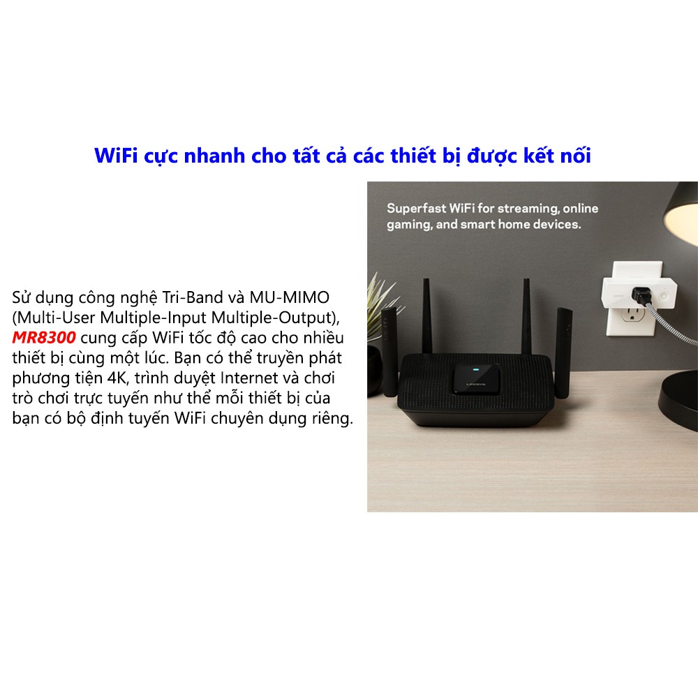 Router Mesh WiFi Max-Stream AC2200, MU-MIMO LINKSYS MR8300