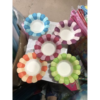 Đĩa giấy hoa trang trí sét 10 cái
