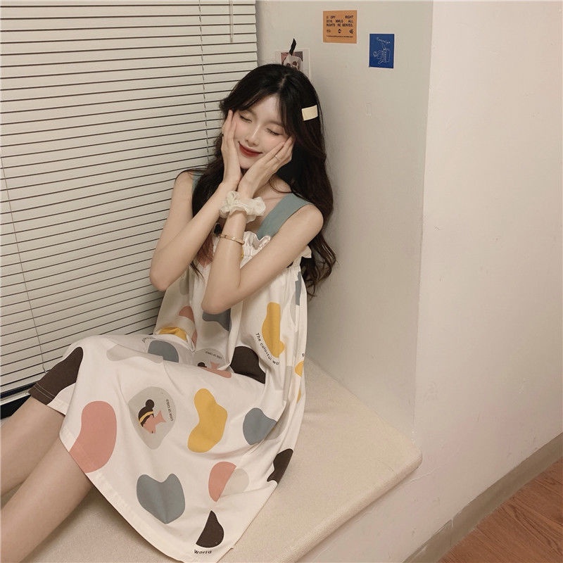 Bộ Đồ Ngủ Áo Hai Dây Phối Quần Short Dáng Rộng Cỡ Lớn Thời Trang Dễ Thương Cho Nữ