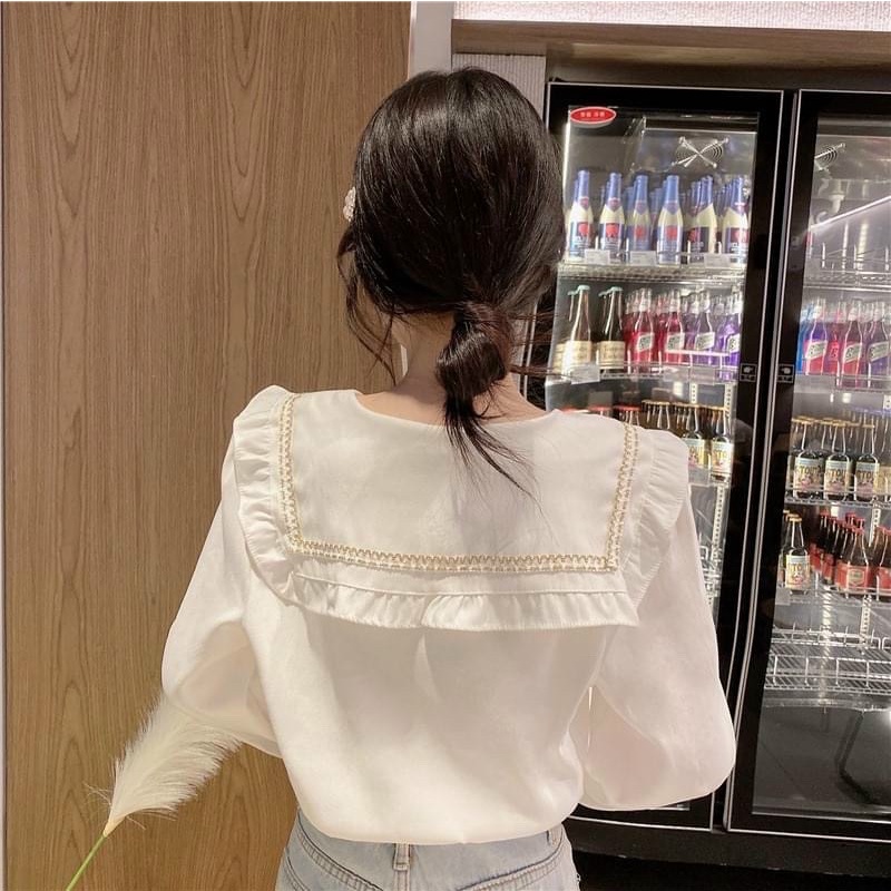 Áo babydoll kaca tiểu thư  tay dài cổ V  A 203 freeship