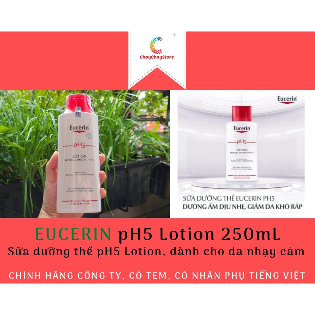 [TEM CTY] Sữa dưỡng thể Eucerin pH5 Lotion 250mL - Sữa dưỡng thể pH5 Lotion, dành cho da nhạy cảm