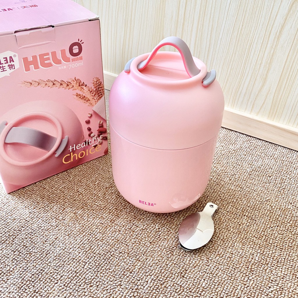 Bình ủ cháo Reala  HELLO THERMOS FOOD FAR  700ml cao cấp tiện ích cho mẹ và bé