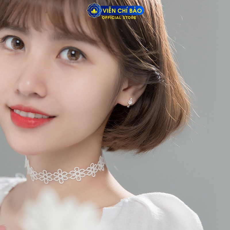 Bông tai bạc nữ nụ vương miện chất liệu bạc 925 thời trang phụ kiện trang sức nữ Viễn Chí Bảo B400709