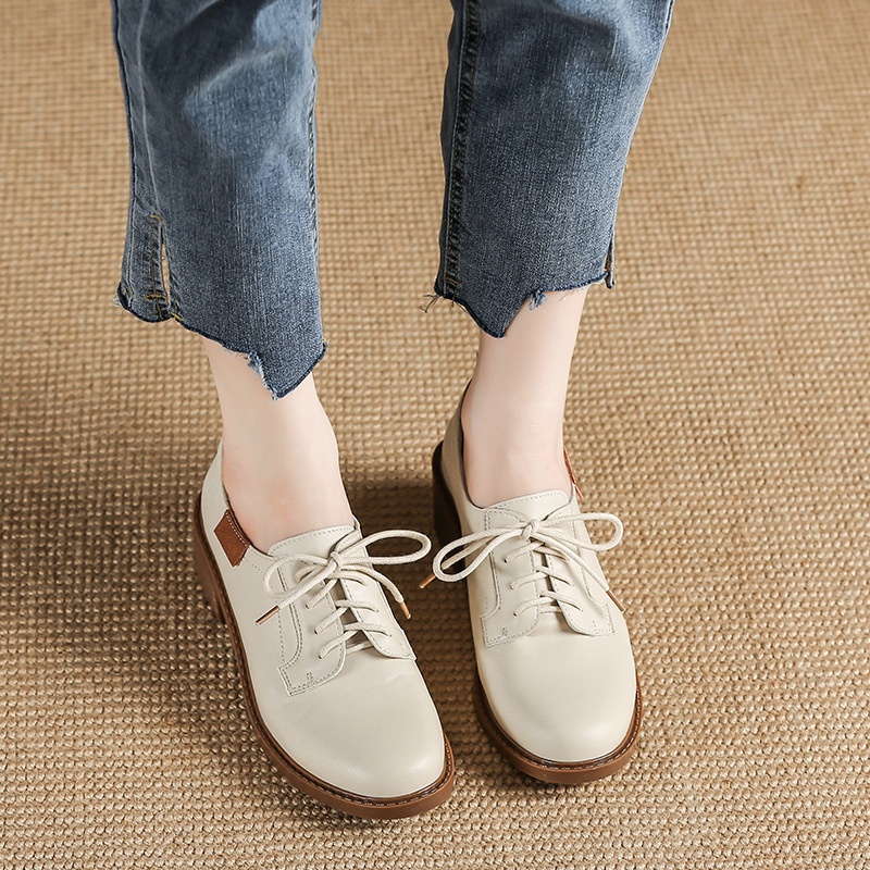 Giày Da oxford Đế Dày Cột Dây Phong Cách retro Anh Quốc