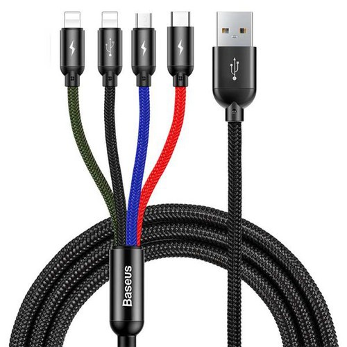 Cáp sạc Baseus Rapid Series 4 in 1 Cable (type-c, micro, 2lightning ) chất liệu dây siêu bền