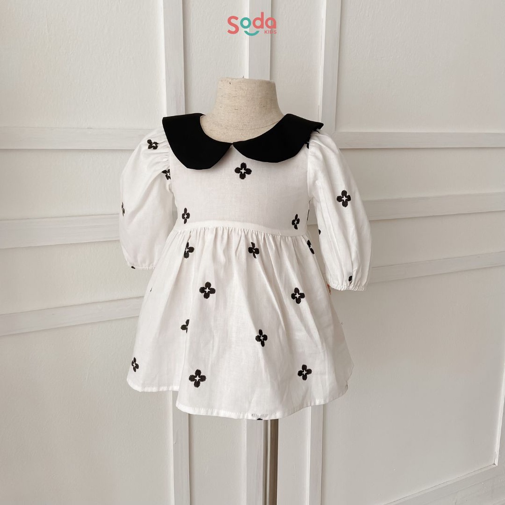 Váy bé gái jiso dress SODA KIDS thiết kế babydoll cổ vuông tiểu thư, dễ thương, phong cách Hàn Quốc