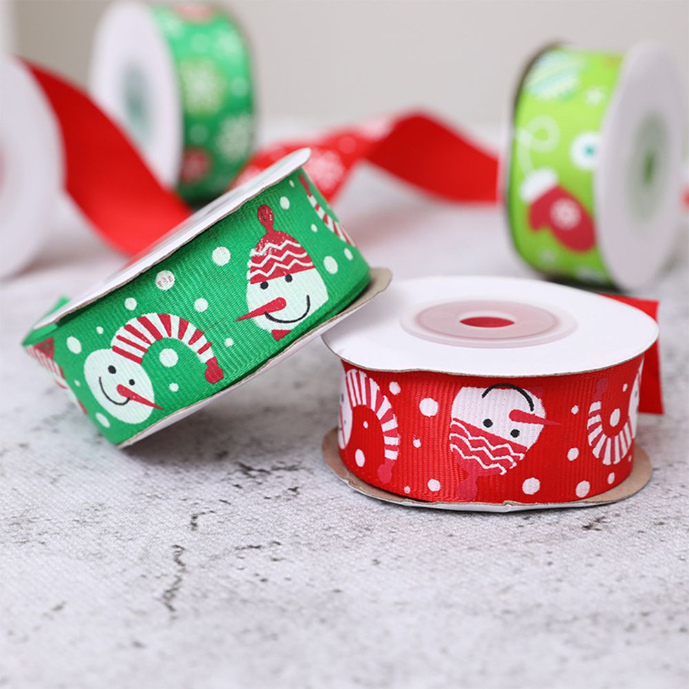 Cuộn dây ruy băng 25mm 10 yard in họa tiết Giáng Sinh đáng yêu dành cho trang trí hộp quà DIY đa năng