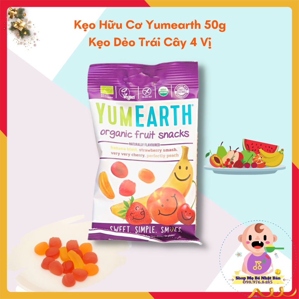 Kẹo Hữu Cơ Yumearth 50g Vị Trái Cây| Kẹo  Organic Cho Bé