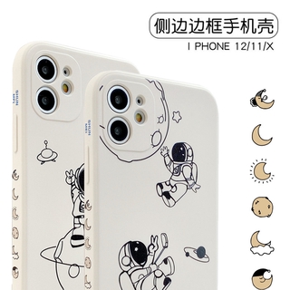 Ốp lưng iPhone 12 Pro Max Soft TPU Case Astronaut Edge Prints Apple iPhone11 12mini XS XR X 7/8 Plus SE Shockproof Phone Cover