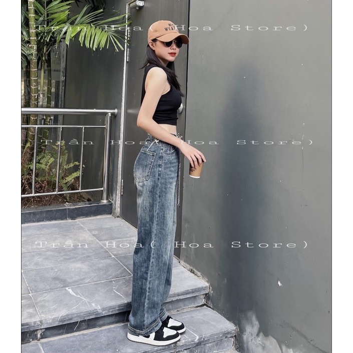 Quần bò xuông kèm đai