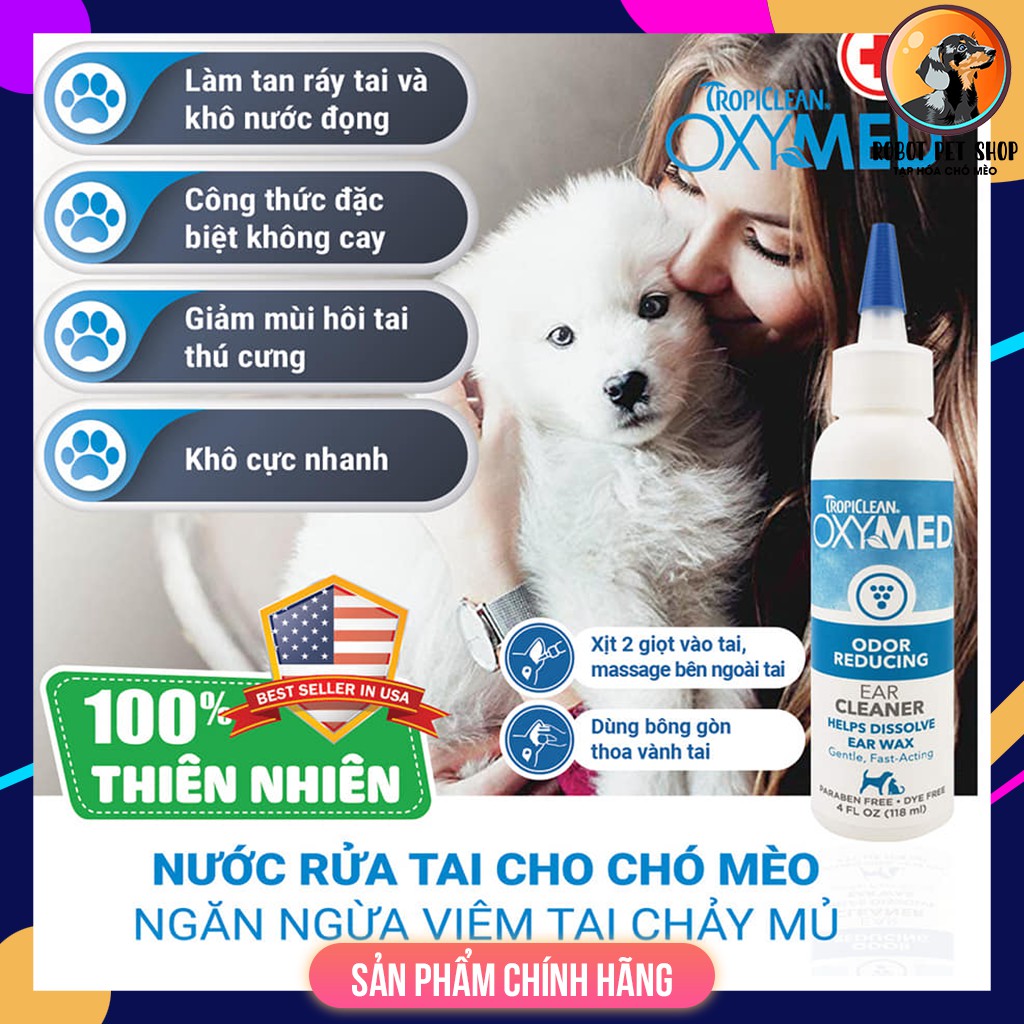 Oxymed ear cleaner - Vệ sinh tai chó mèo