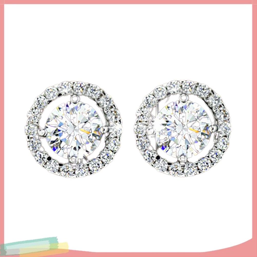 Bông Tai Hình Tròn Bằng Hợp Kim Đính Đá Sang Trọng Thời Trang Cho Nữ