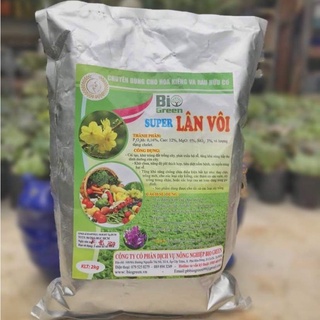 Super Lân Vôi, Tinh Vôi BIO GREEN 2kg khử trùng đất, trộn giá thể, khử chua, hạ phèn, giảm mặn