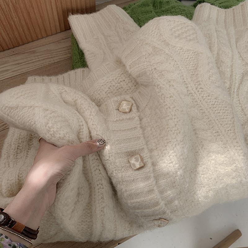 Áo khoác cardigan dệt kim dáng rộng màu sắc đơn giản phong cách hàn quốc dành cho nữ