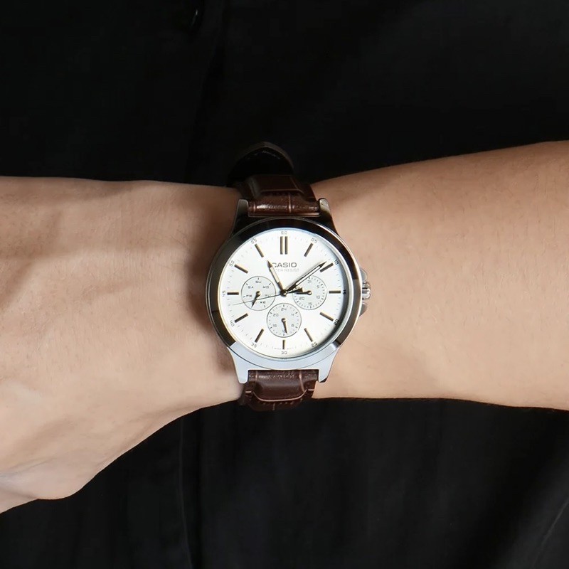 Đồng hồ nam dây da Casio chính hãng Anh Khuê MTP-V300L-7AUDF
