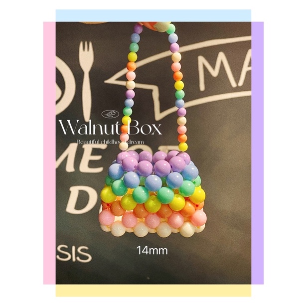 Túi tote mini đính hạt màu cầu vồng xinh xắn